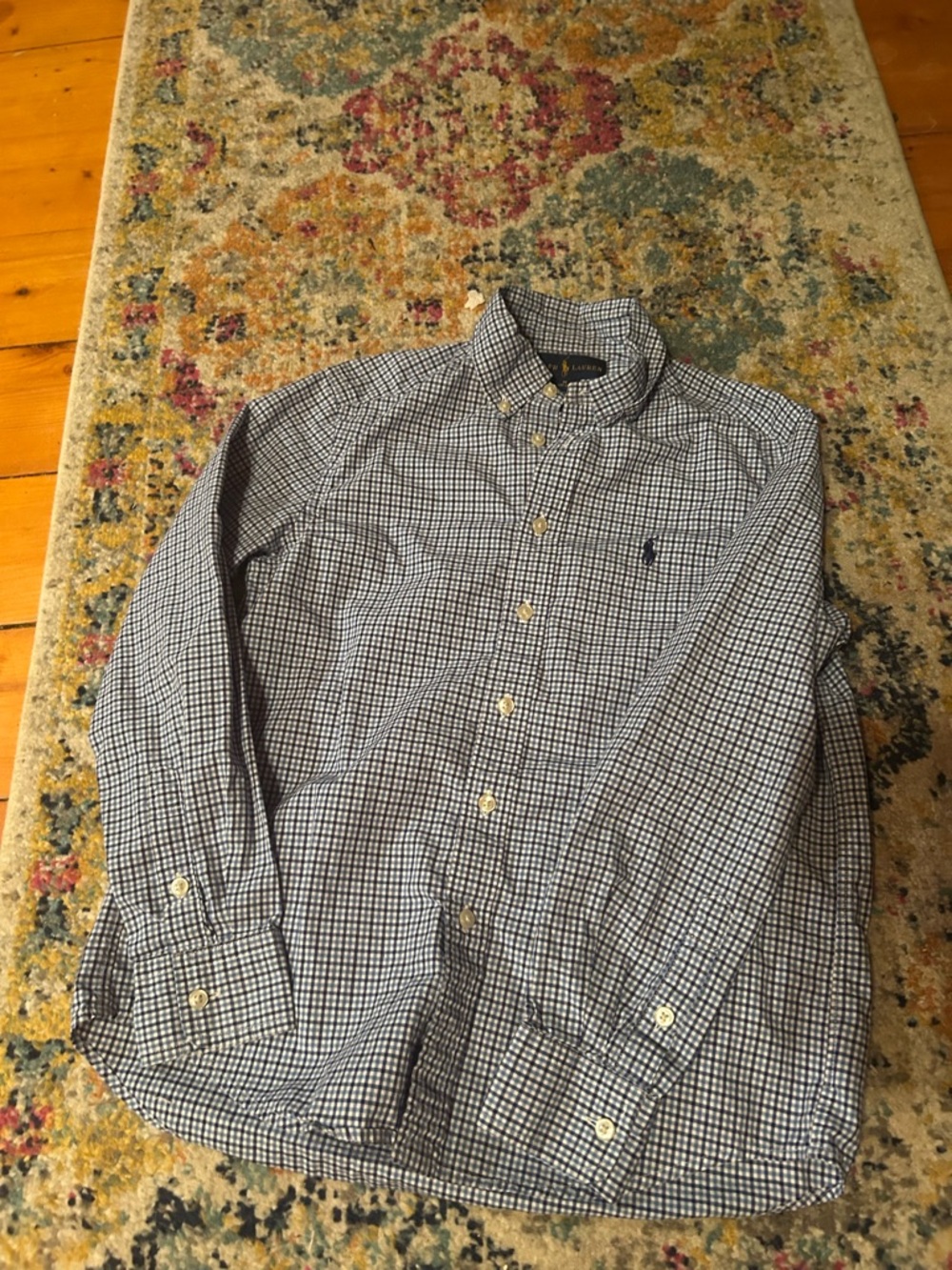 Boy’s Polo by Ralph Lauren Blue Check Button-Down Shirt